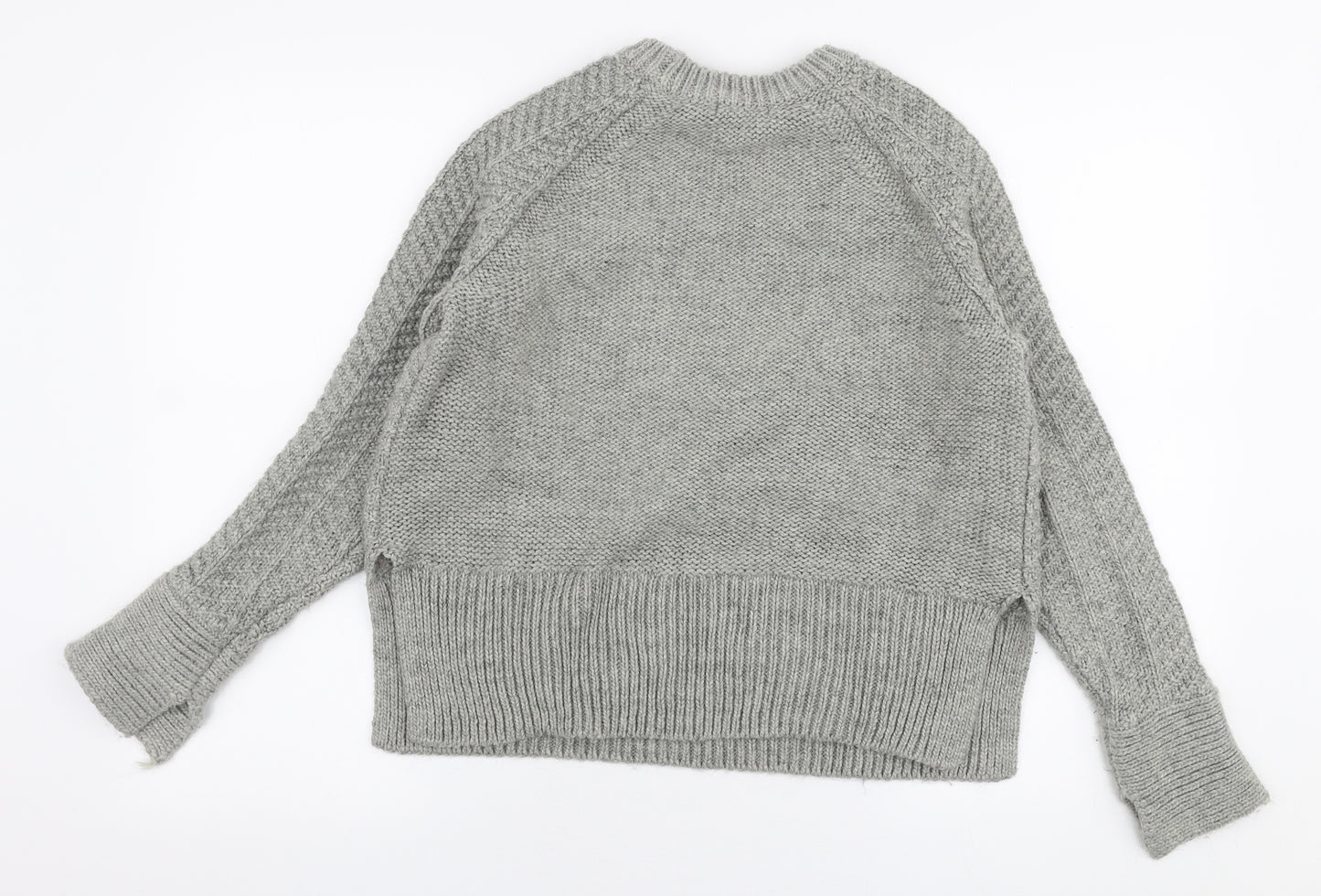 H&M Womens Grey Round Neck  Acrylic Pullover Jumper Size S