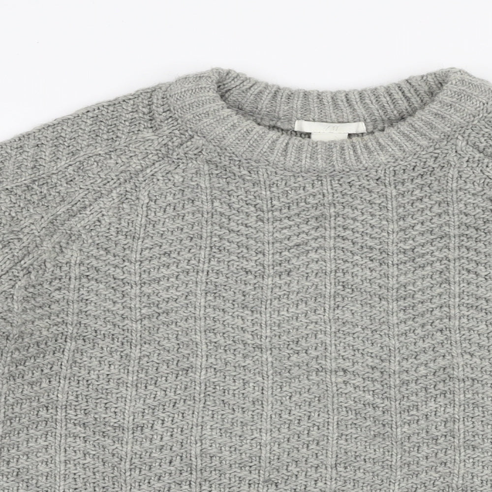 H&M Womens Grey Round Neck  Acrylic Pullover Jumper Size S