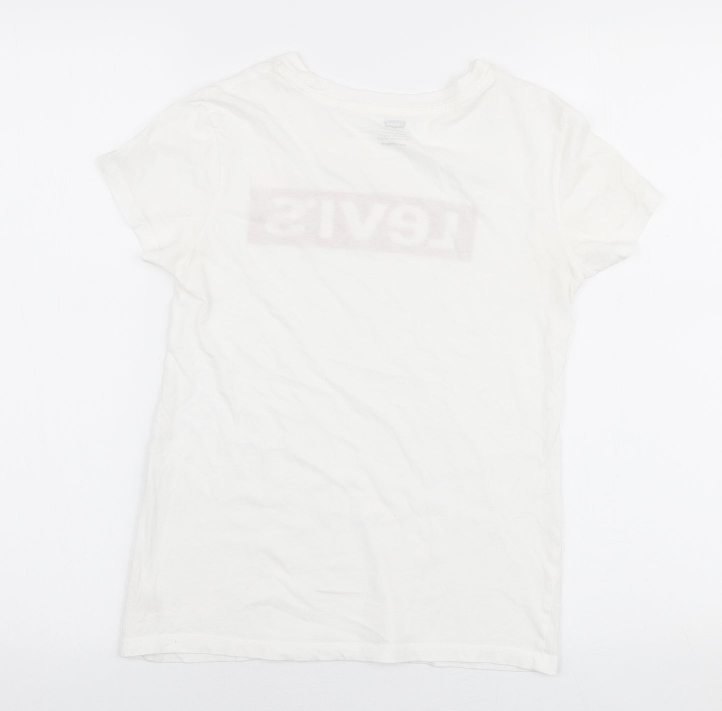 Levi's Womens White  Polyester Jersey T-Shirt Size 2XS Round Neck