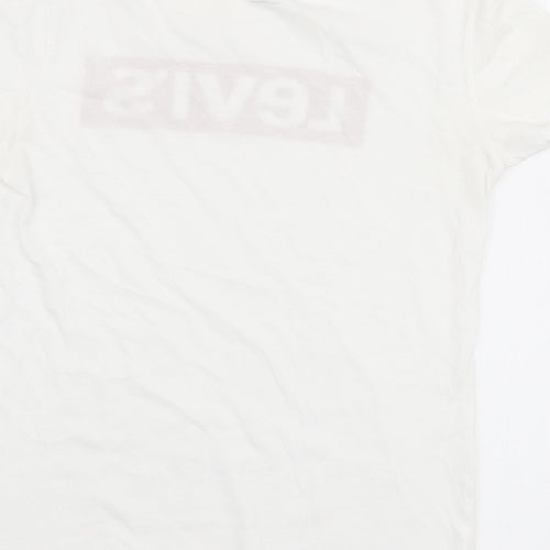 Levi's Womens White  Polyester Jersey T-Shirt Size 2XS Round Neck