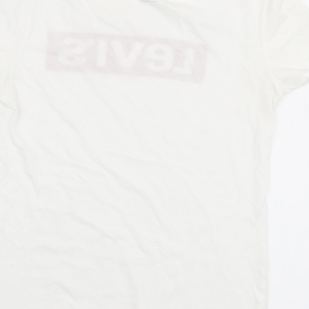 Levi's Womens White  Polyester Jersey T-Shirt Size 2XS Round Neck