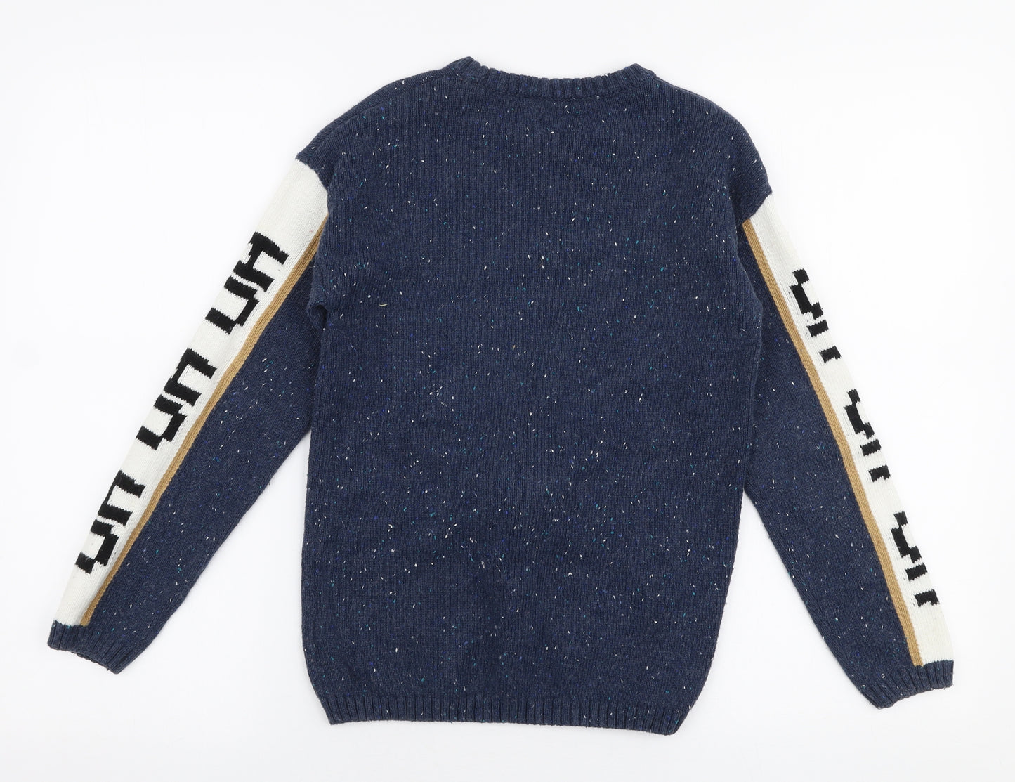 NEXT Boys Blue Round Neck  Acrylic Pullover Jumper Size 9 Years  Pullover - Reindeer