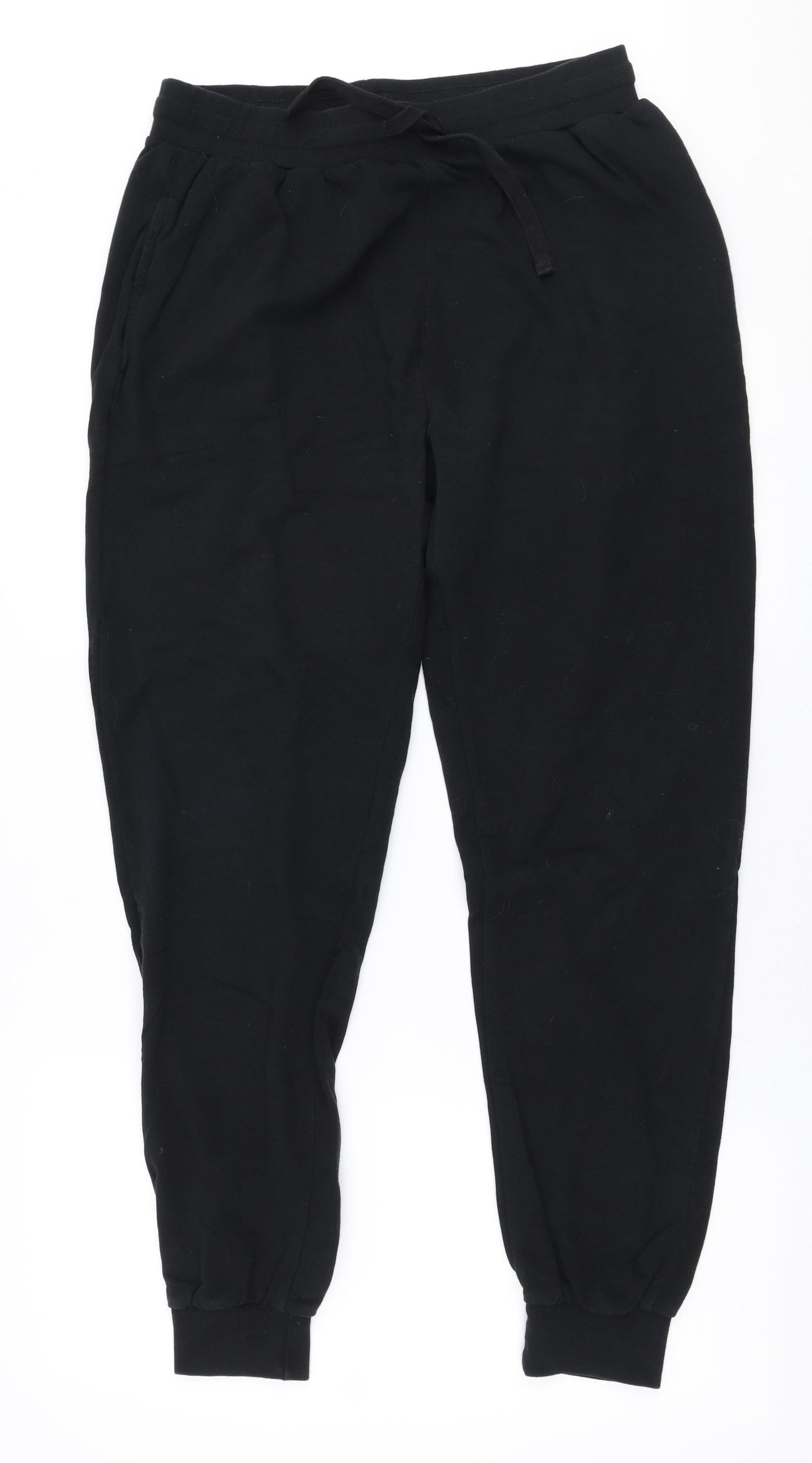 Jeff & Co Mens Black  Polyester Jogger Trousers Size M L30 in Slim Drawstring