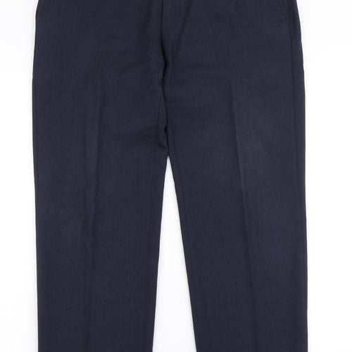 Marks and Spencer Mens Blue  Wool Trousers  Size 34 in L29 in Regular Zip