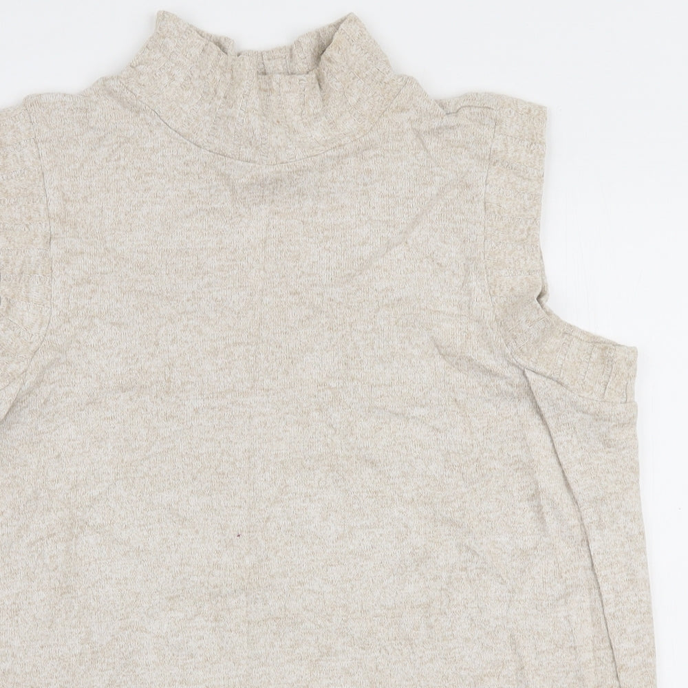 NEXT Womens Beige High Neck  Polyester Vest Jumper Size 10
