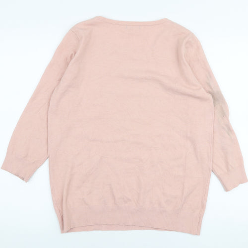 M&Co Womens Pink Round Neck  Viscose Pullover Jumper Size 16   - stars