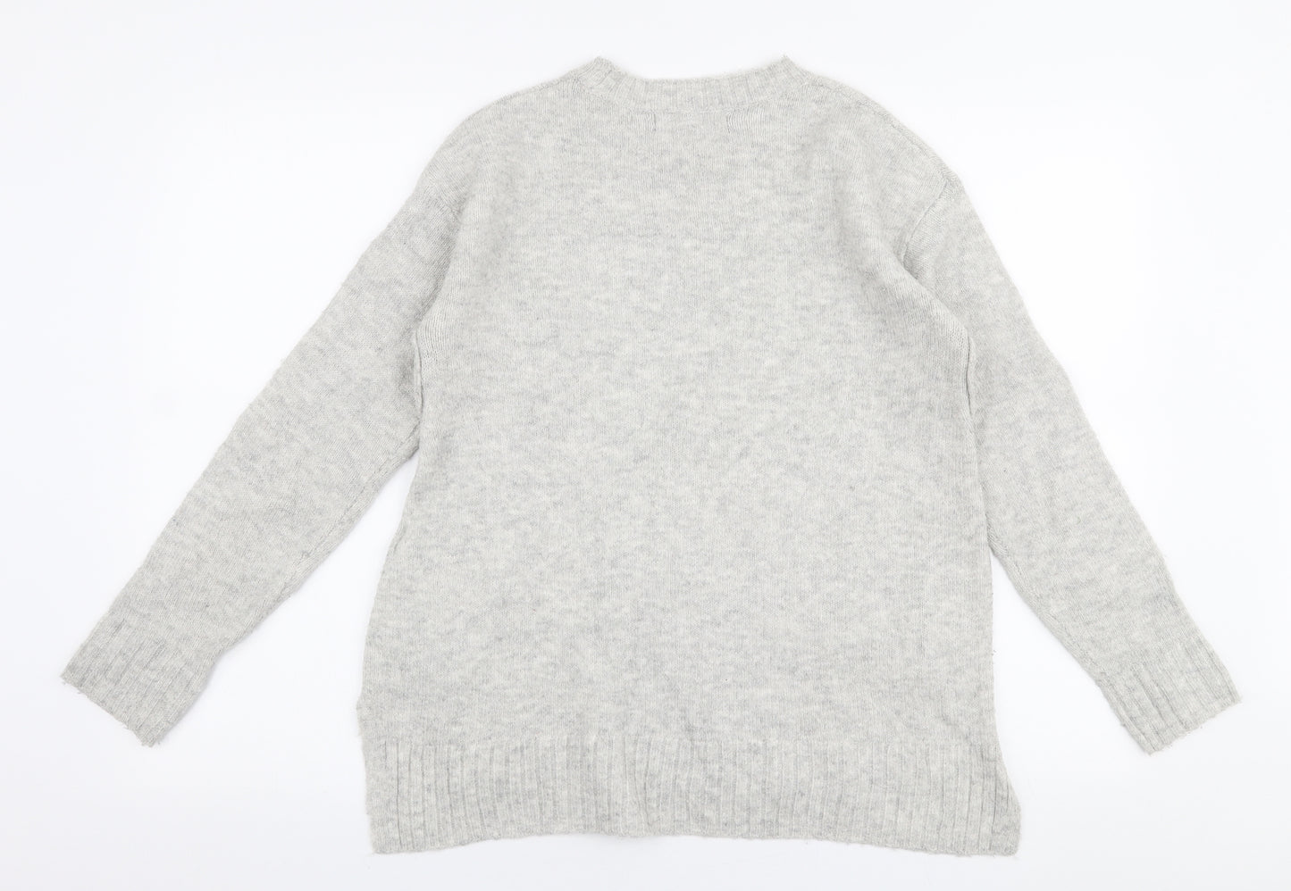 Marks and Spencer Womens Grey High Neck  Acrylic Pullover Jumper Size S