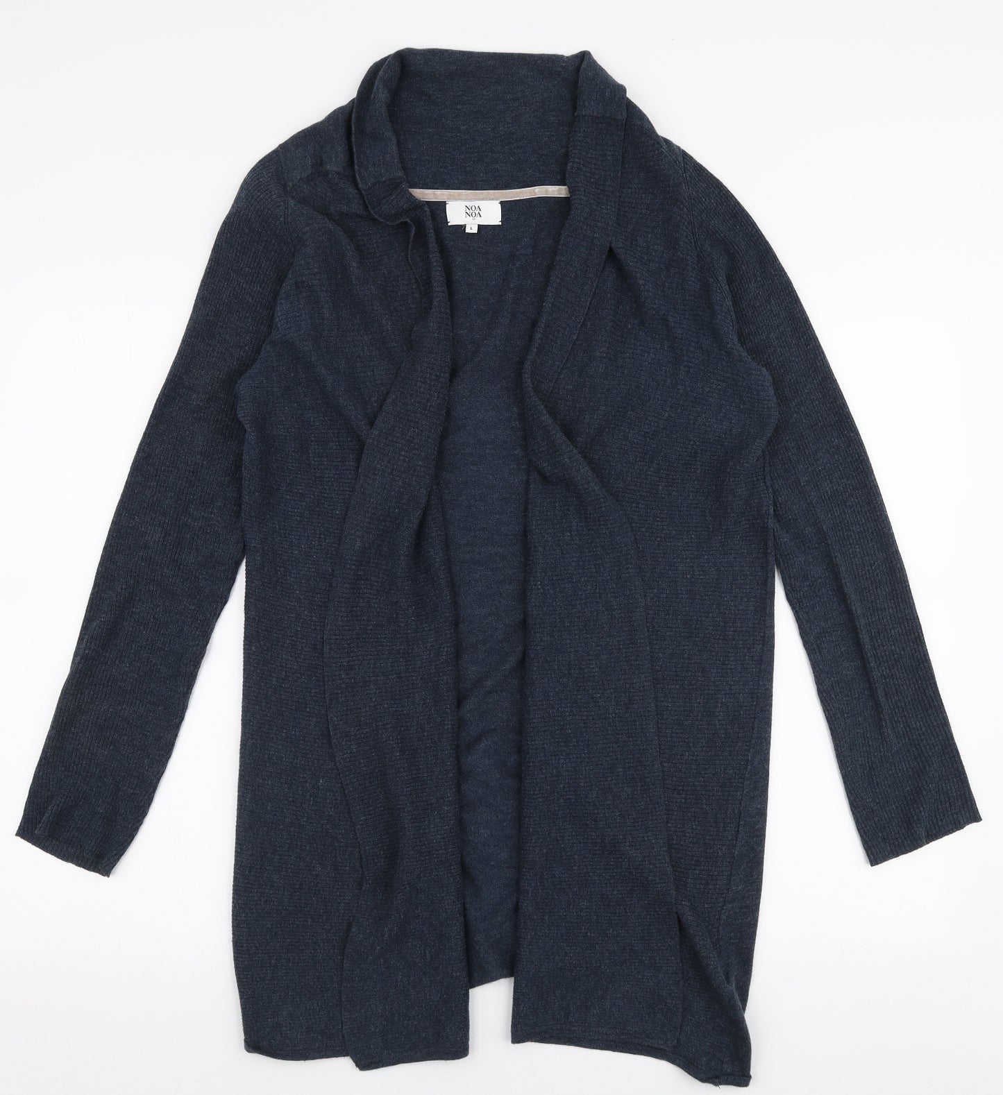 Noa Noa Womens Blue Collared  100% Cotton Cardigan Jumper Size L