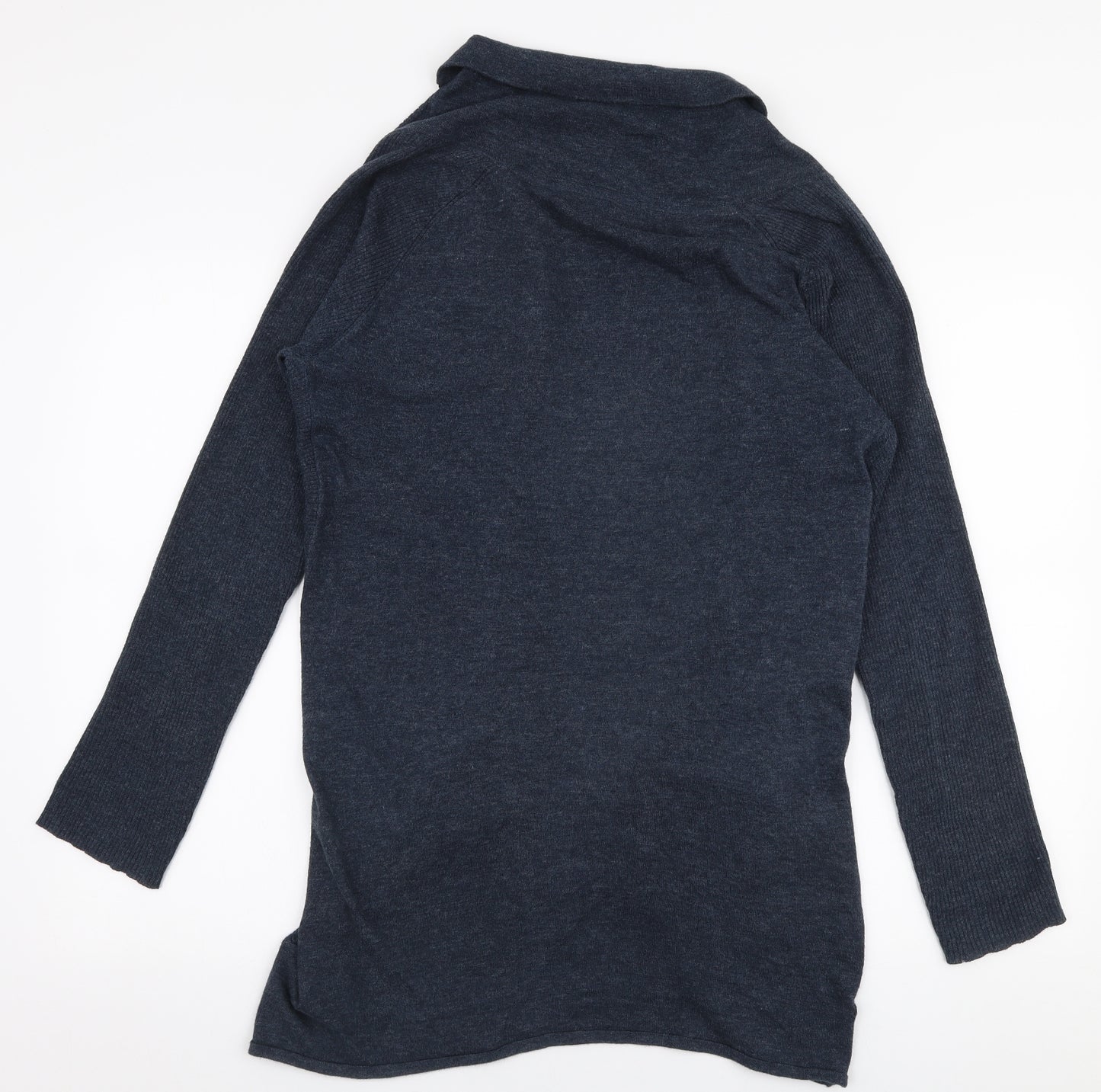 Noa Noa Womens Blue Collared  100% Cotton Cardigan Jumper Size L