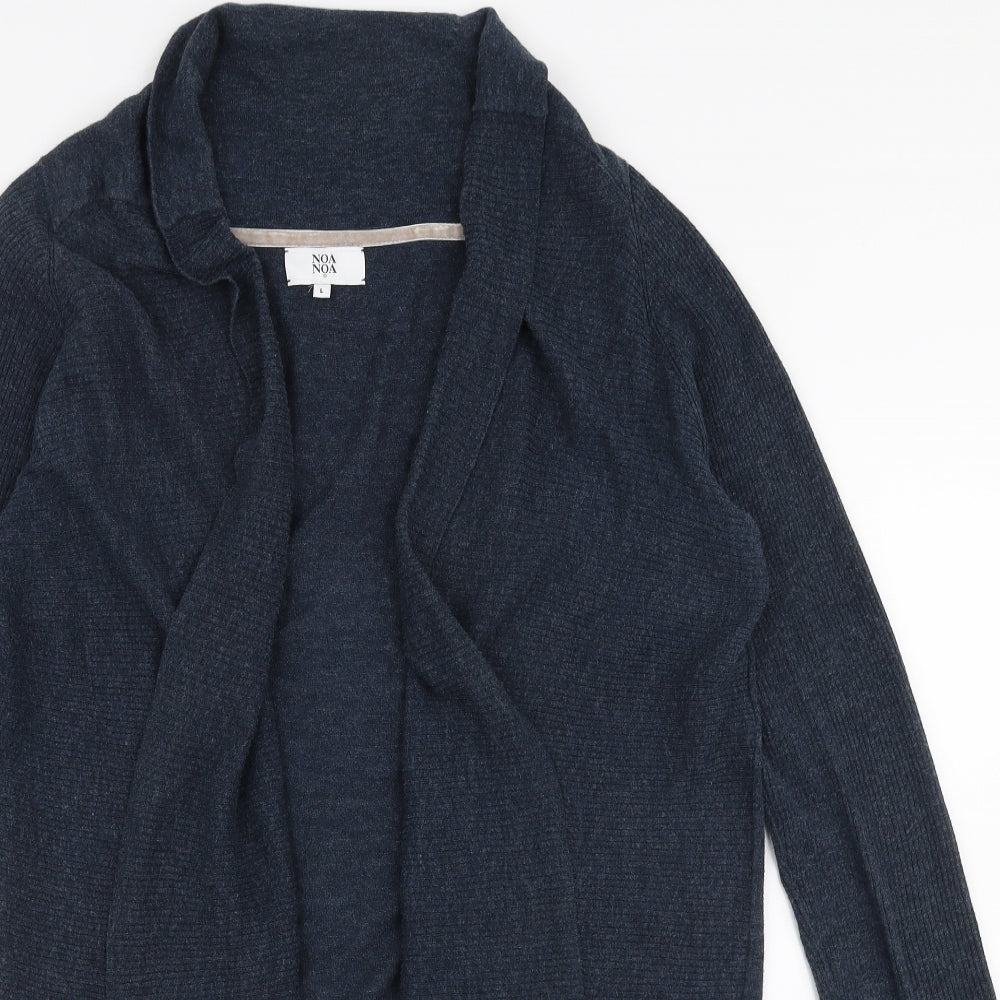 Noa Noa Womens Blue Collared  100% Cotton Cardigan Jumper Size L