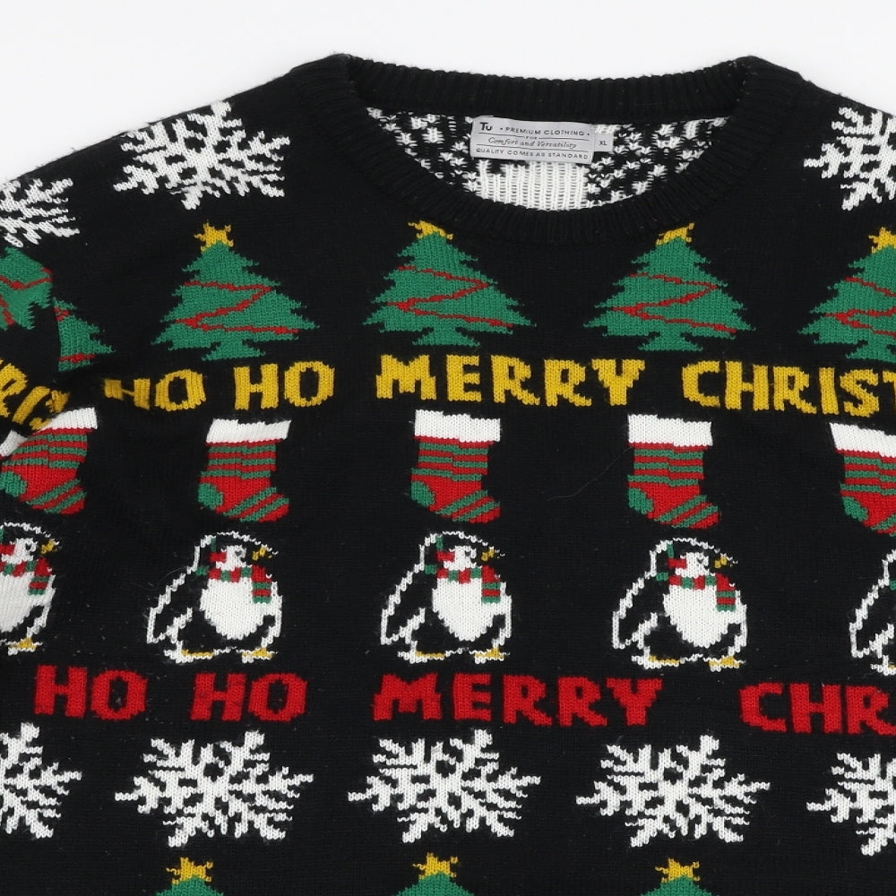 TU Mens Multicoloured Round Neck  Acrylic Pullover Jumper Size XL   - Christmas