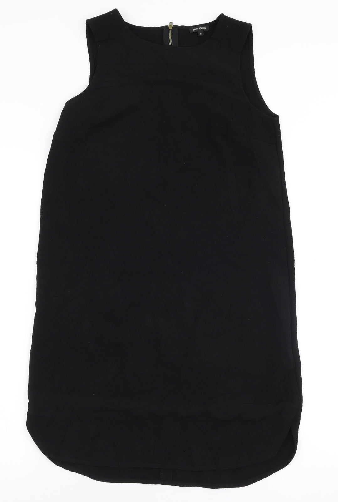 River Island Womens Black  Polyester A-Line  Size 8  Round Neck Zip