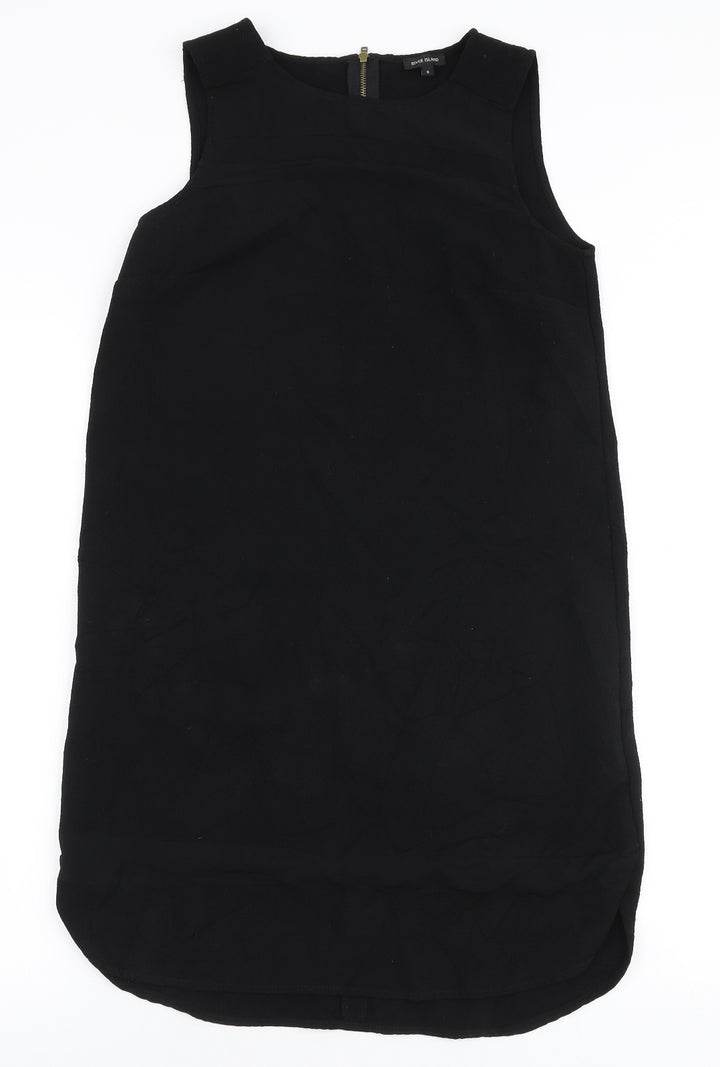 River Island Womens Black  Polyester A-Line  Size 8  Round Neck Zip