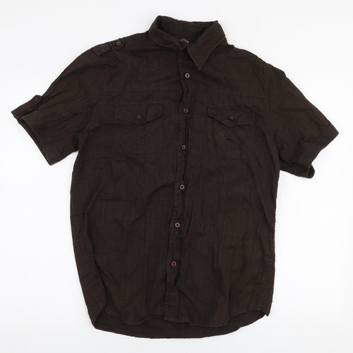 Cedar Wood State Mens Brown  Cotton  Button-Up Size L Collared Button