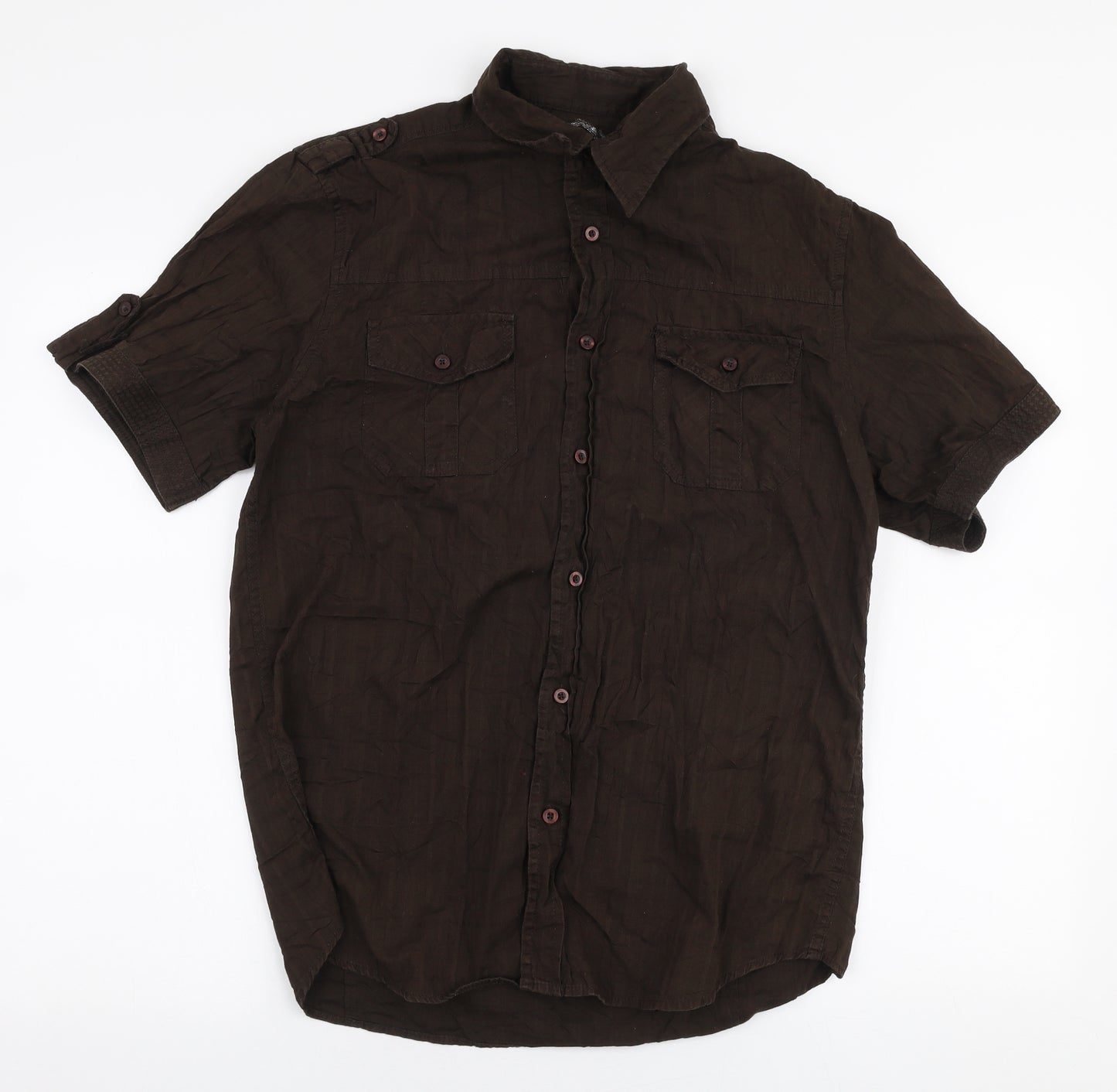Cedar Wood State Mens Brown  Cotton  Button-Up Size L Collared Button