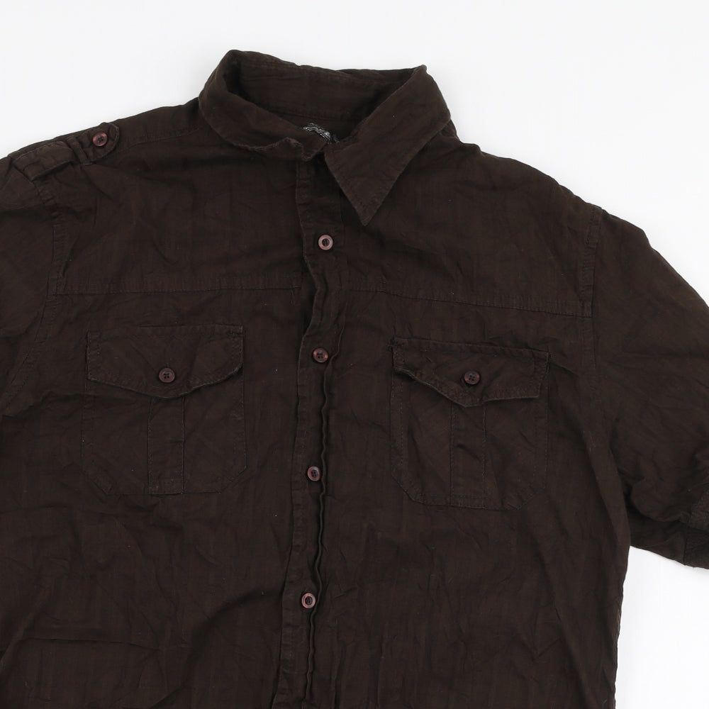 Cedar Wood State Mens Brown  Cotton  Button-Up Size L Collared Button