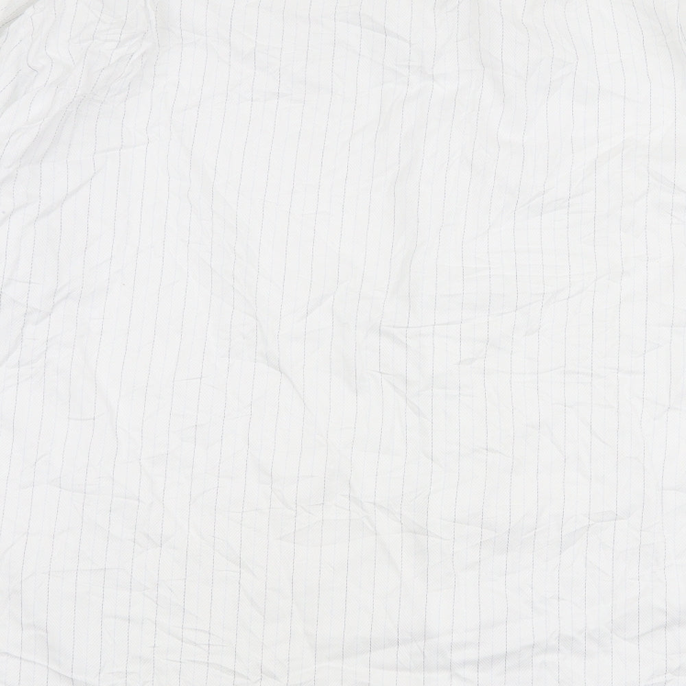 Hawes & Curtis Mens White Striped Cotton  Button-Up Size 17.5 Collared Button