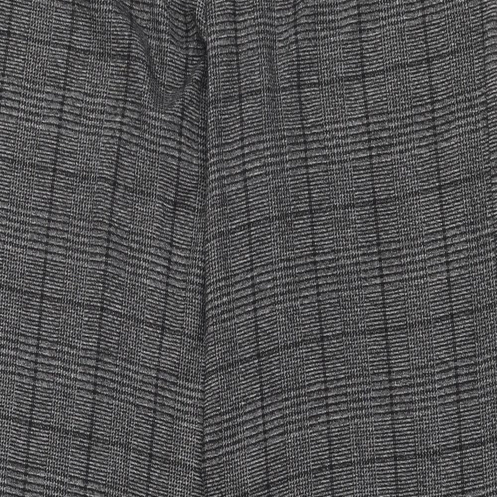 Zara Womens Grey Check Polyester Trousers  Size S L32 in Regular Zip