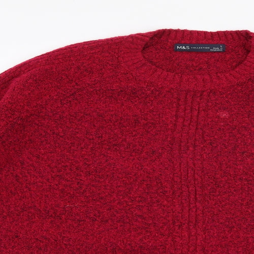 Marks and Spencer Womens Pink Round Neck  Acrylic Pullover Jumper Size L