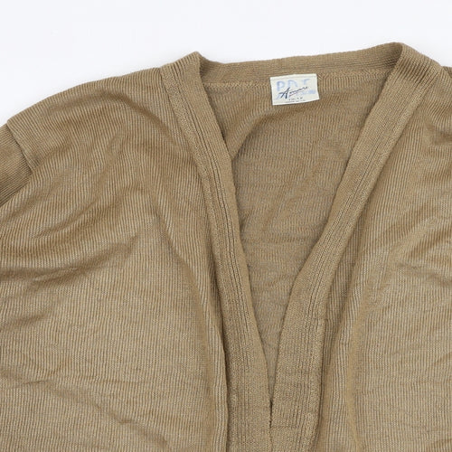 Amari Womens Brown V-Neck Striped Acrylic Cardigan Jumper Size 10
