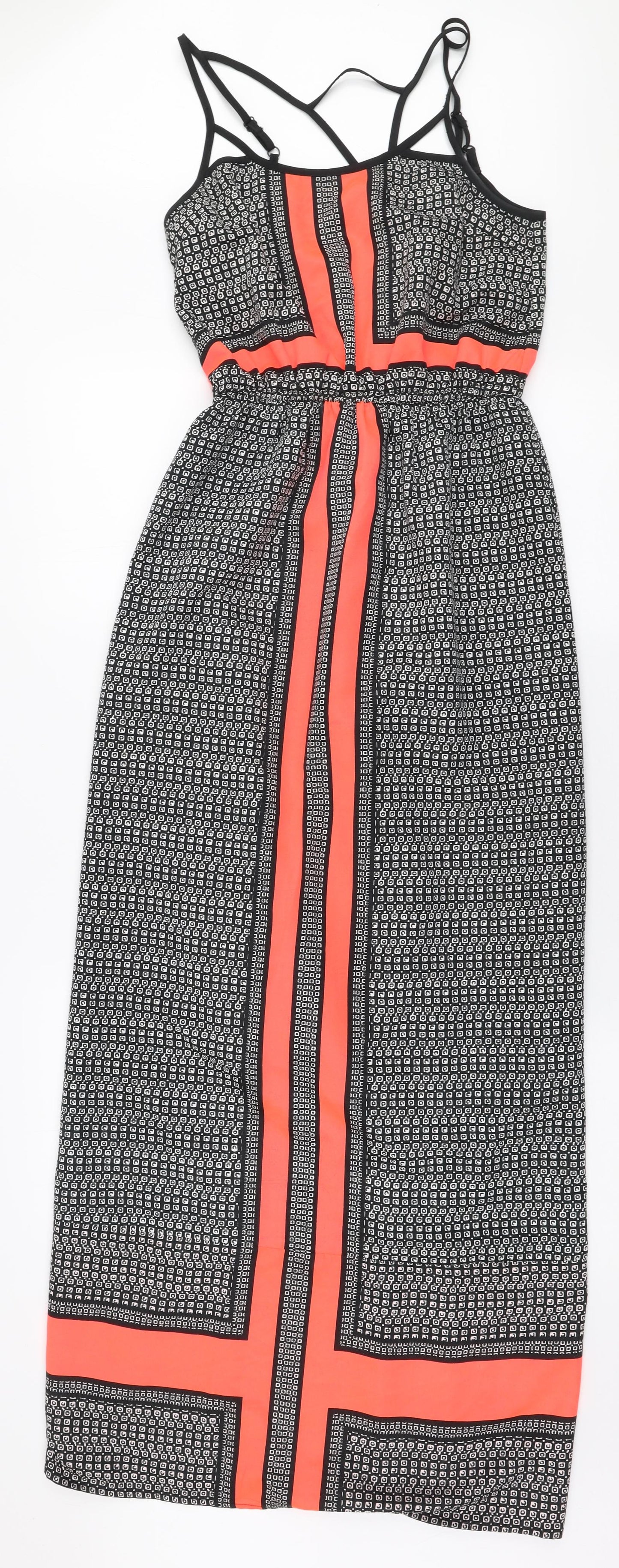 River Island Womens Multicoloured Geometric Polyester Maxi  Size 8  High Neck Pullover