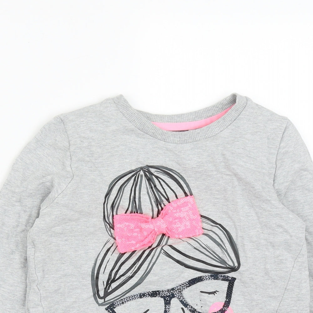 George Girls Grey  Cotton Pullover Sweatshirt Size 6-7 Years