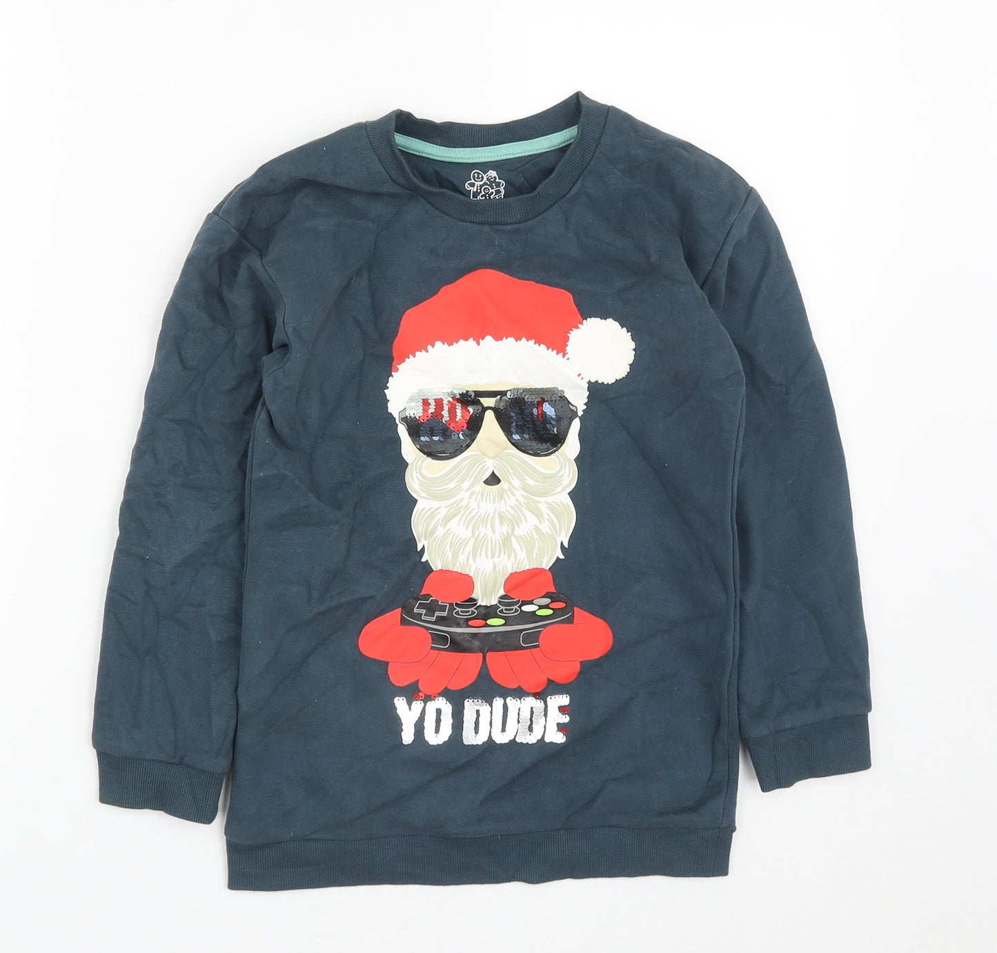 Nutmeg Boys Blue  Cotton Pullover Sweatshirt Size 9-10 Years   - Christmas Jumper