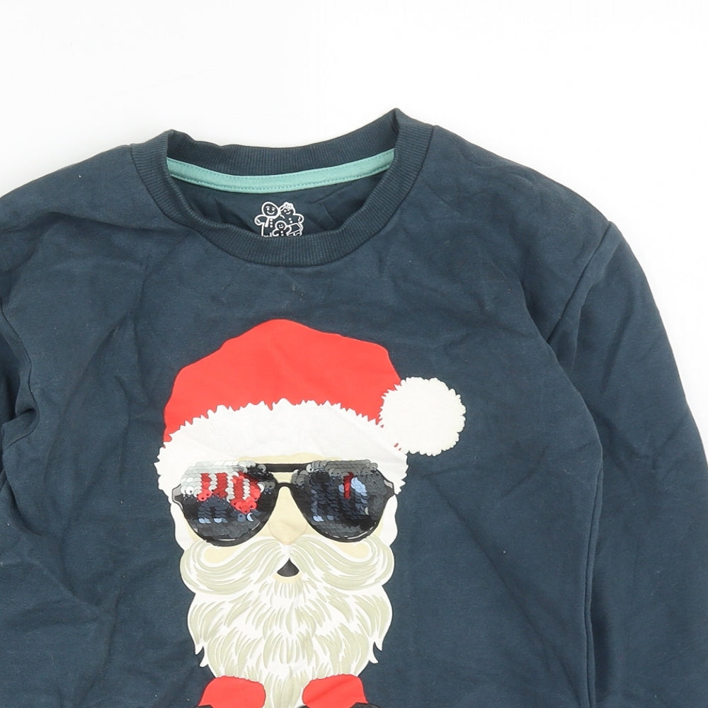 Nutmeg Boys Blue  Cotton Pullover Sweatshirt Size 9-10 Years   - Christmas Jumper