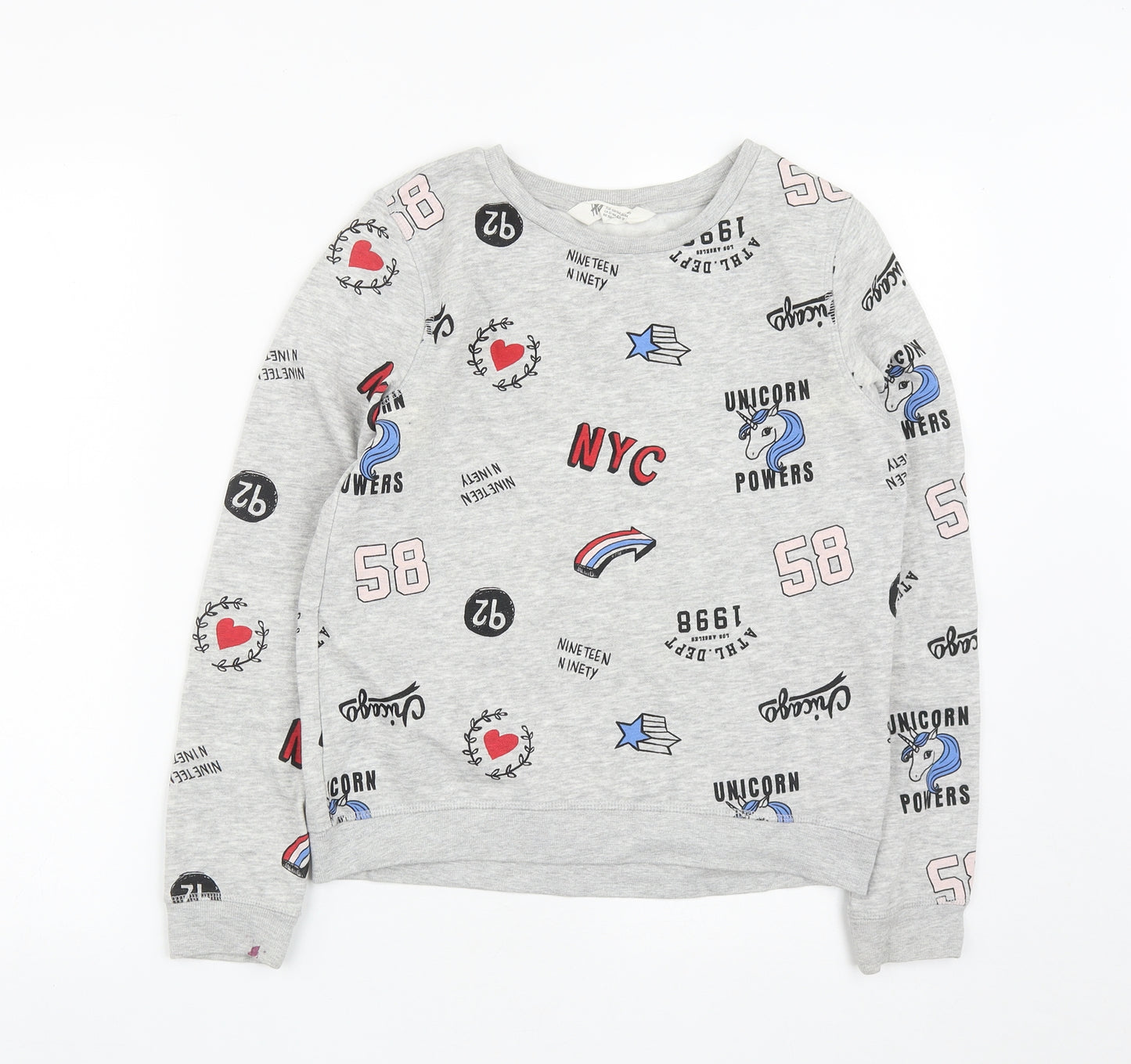 H&M Girls Grey  Cotton Pullover Sweatshirt Size 13-14 Years