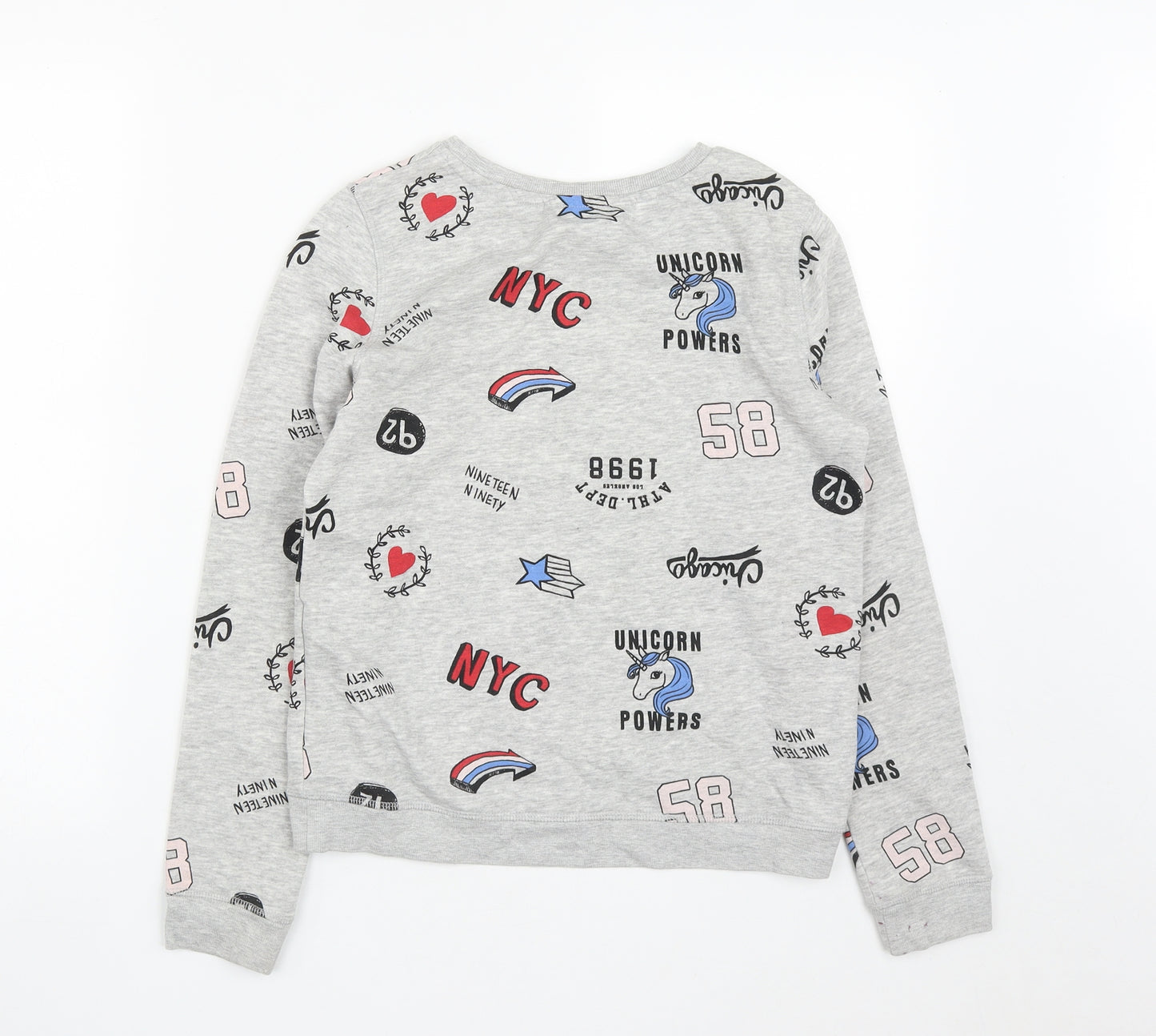 H&M Girls Grey  Cotton Pullover Sweatshirt Size 13-14 Years