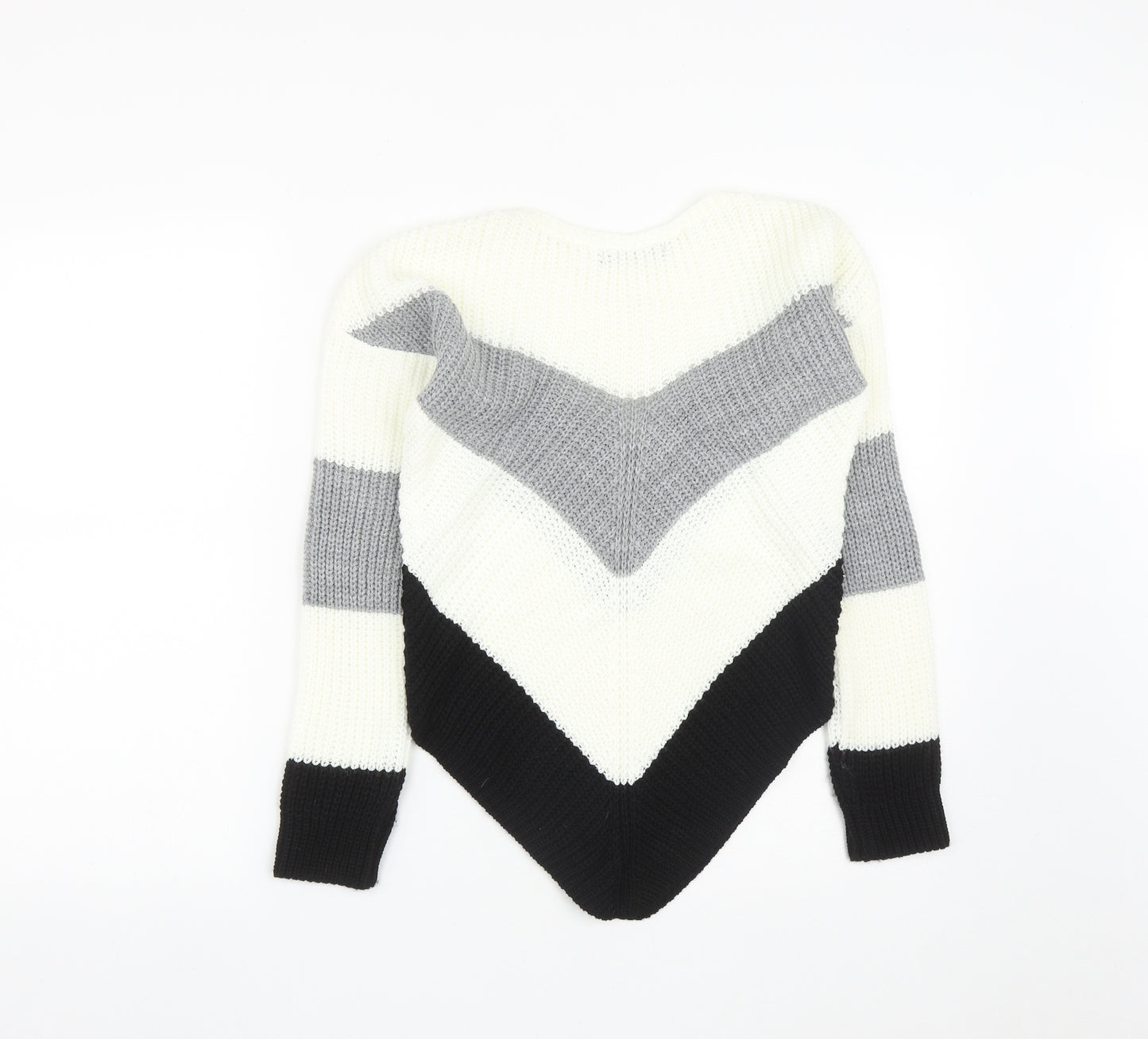 Select Womens White Round Neck  Acrylic Pullover Jumper Size S