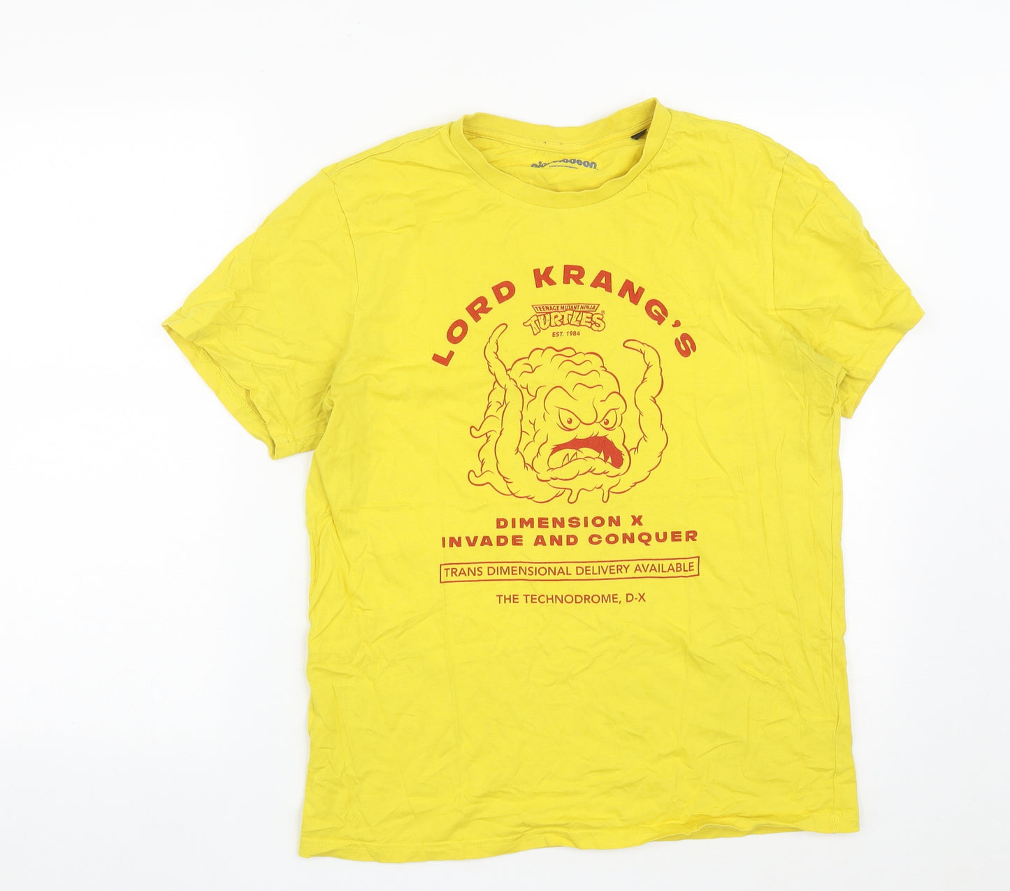 Nickelodeon Mens Yellow  Cotton  T-Shirt Size M Round Neck  - Teenage Mutant Ninja Turtles