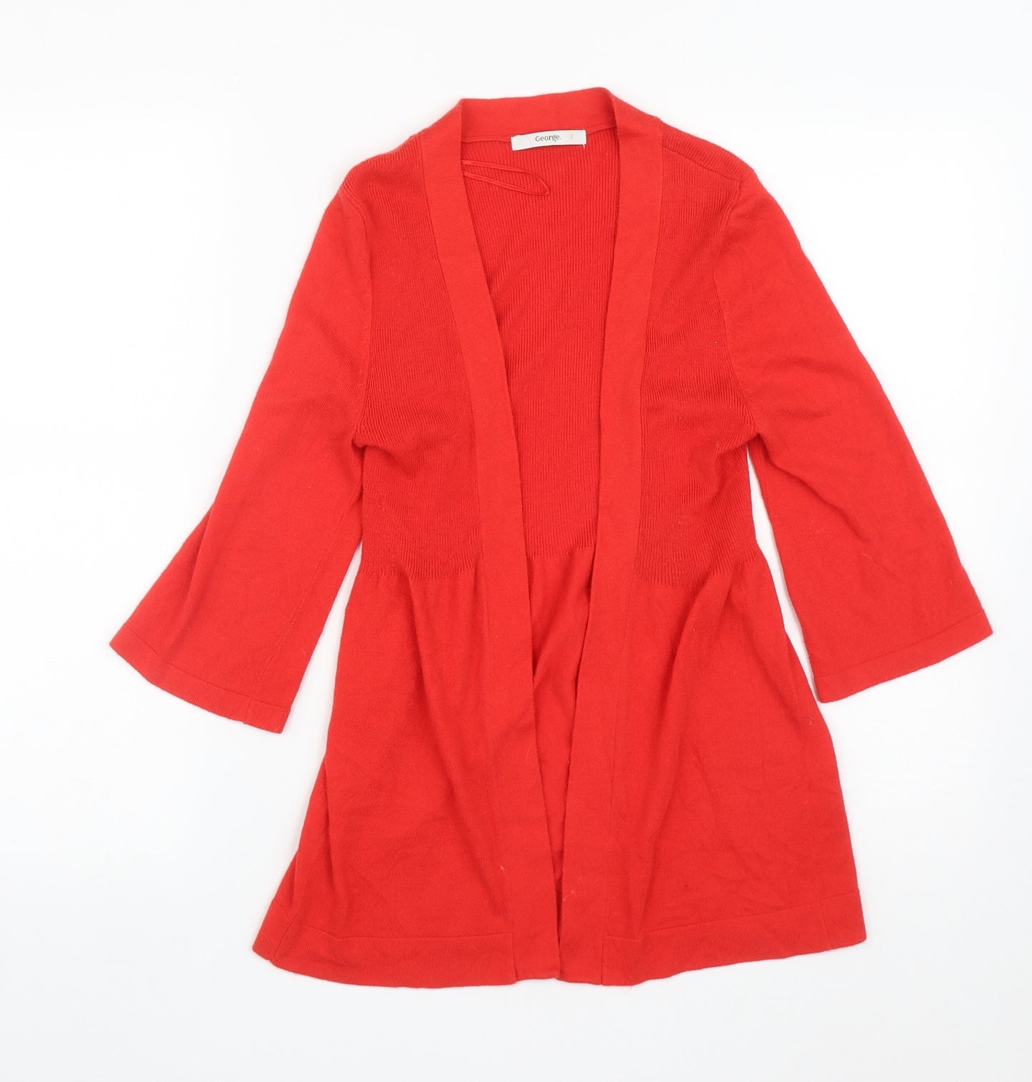 George Womens Red V-Neck  Nylon Cardigan Jumper Size 8