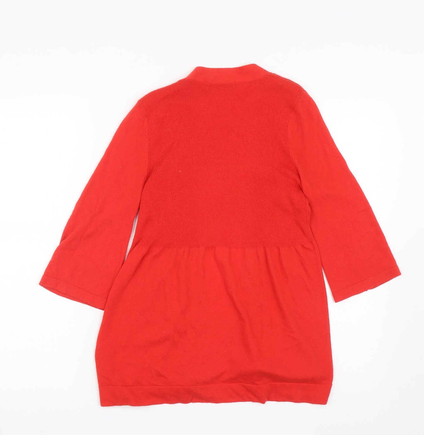 George Womens Red V-Neck  Nylon Cardigan Jumper Size 8