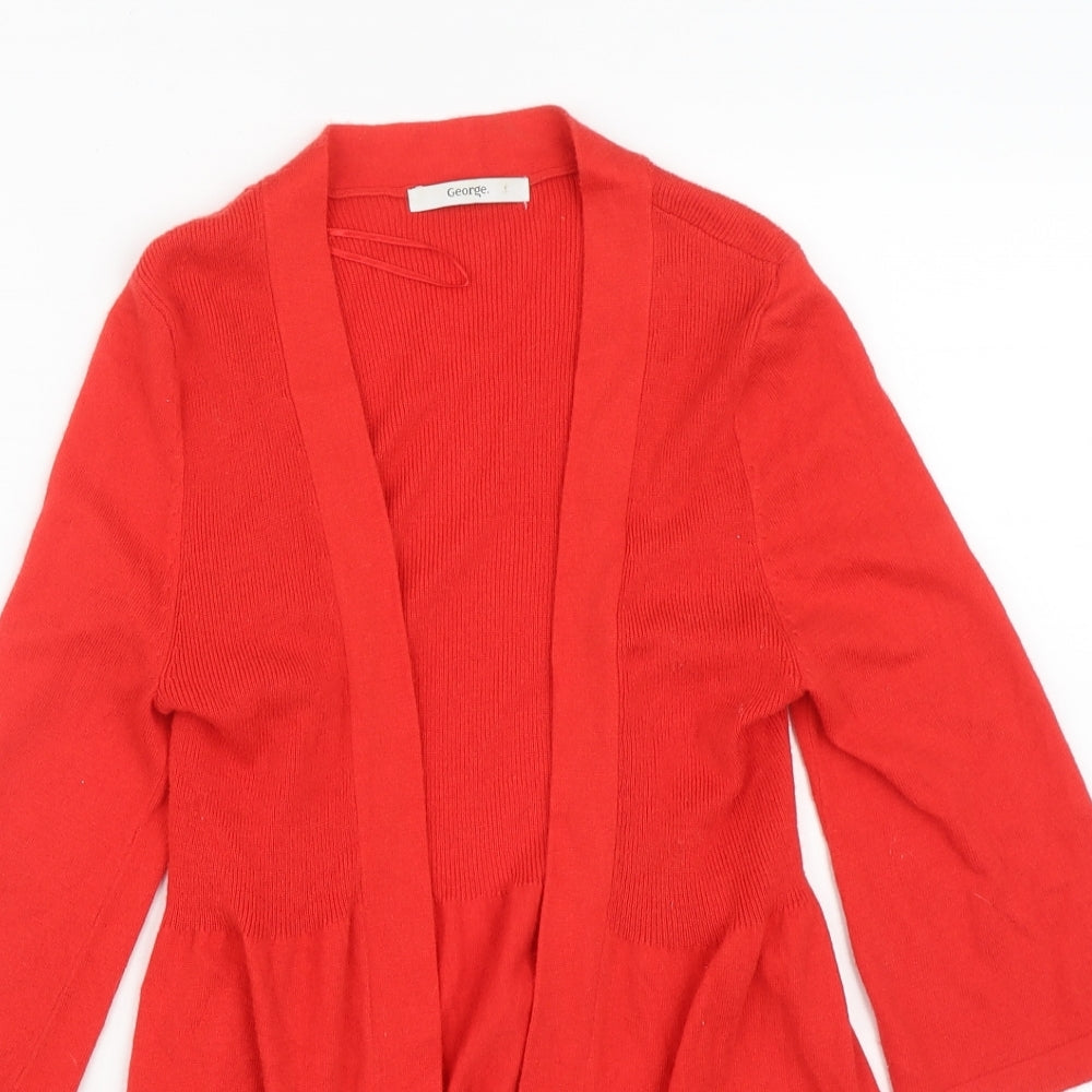George Womens Red V-Neck  Nylon Cardigan Jumper Size 8