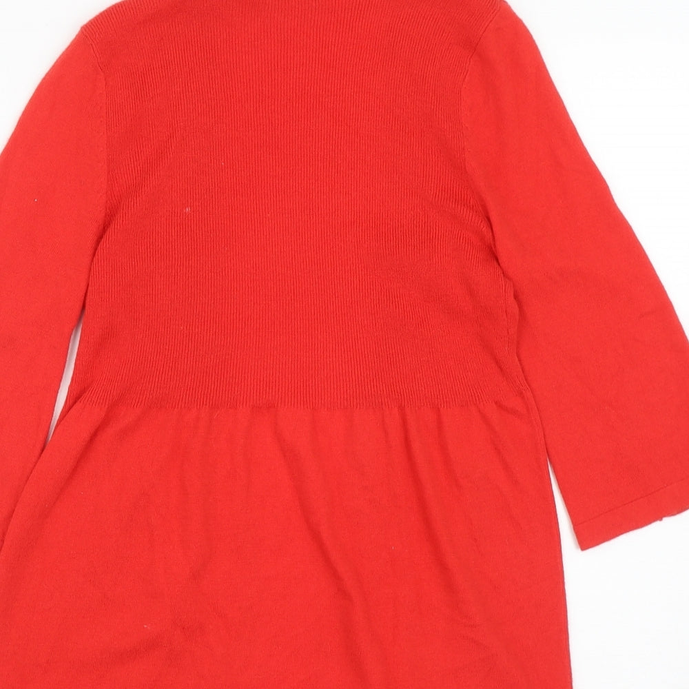 George Womens Red V-Neck  Nylon Cardigan Jumper Size 8