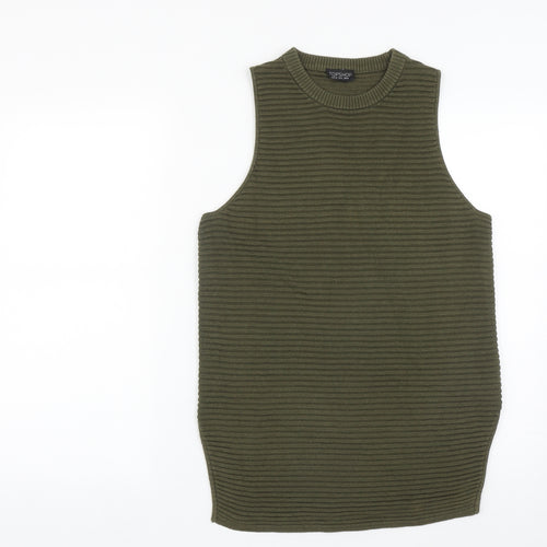 Topshop Womens Green  Acrylic Basic Tank Size 10 Round Neck