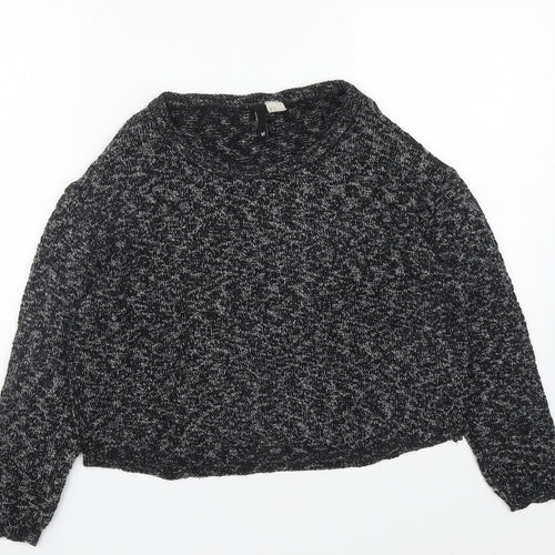 H&M Womens Black Round Neck  Cotton Pullover Jumper Size M