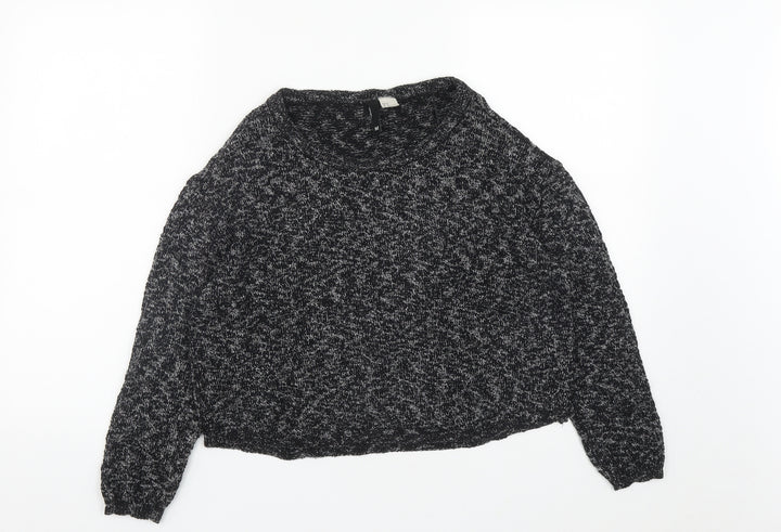 H&M Womens Black Round Neck  Cotton Pullover Jumper Size M