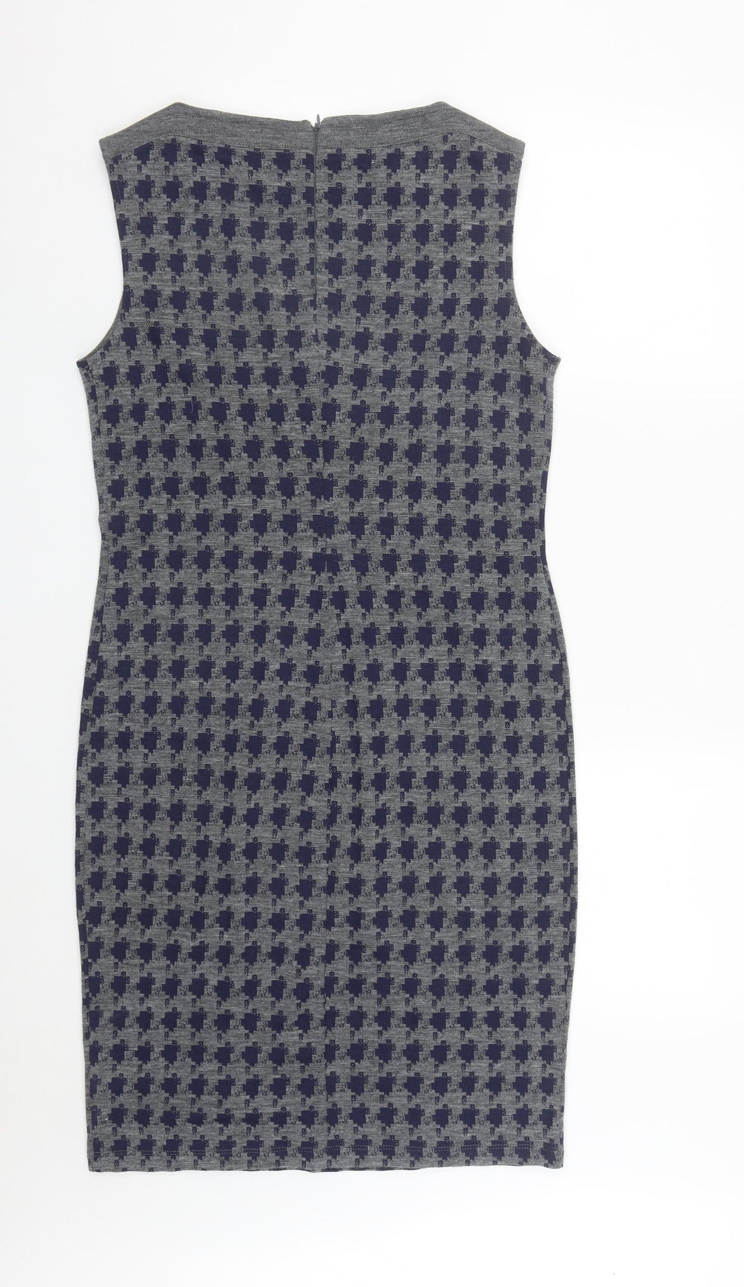 Linea Womens Gold Houndstooth Viscose A-Line  Size 12  Round Neck Zip