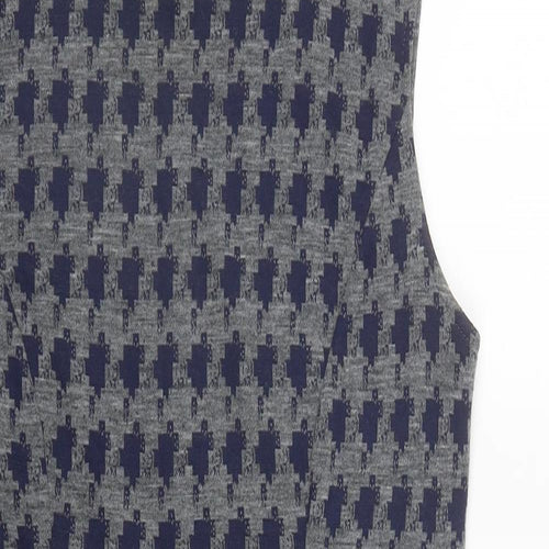 Linea Womens Gold Houndstooth Viscose A-Line  Size 12  Round Neck Zip