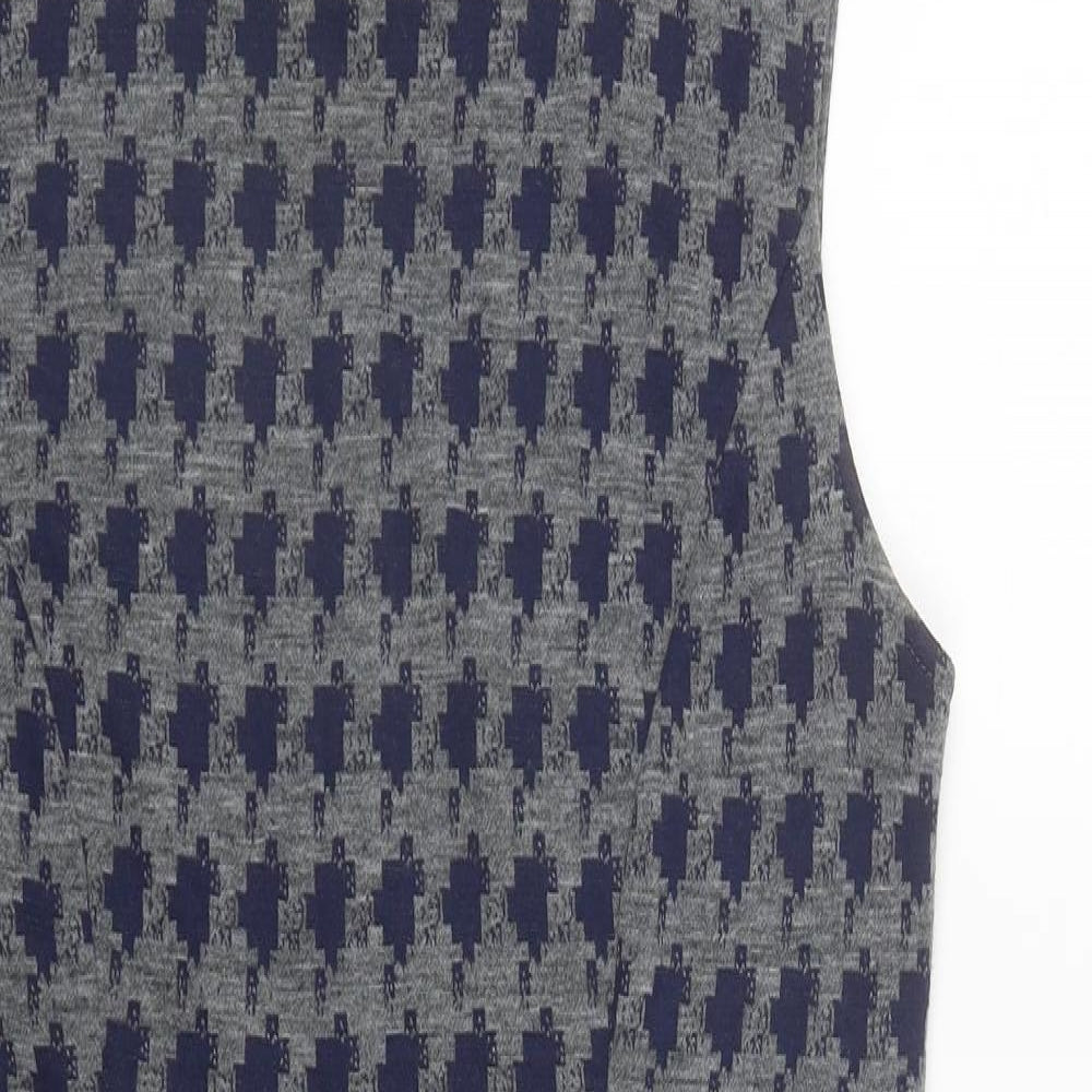 Linea Womens Gold Houndstooth Viscose A-Line  Size 12  Round Neck Zip