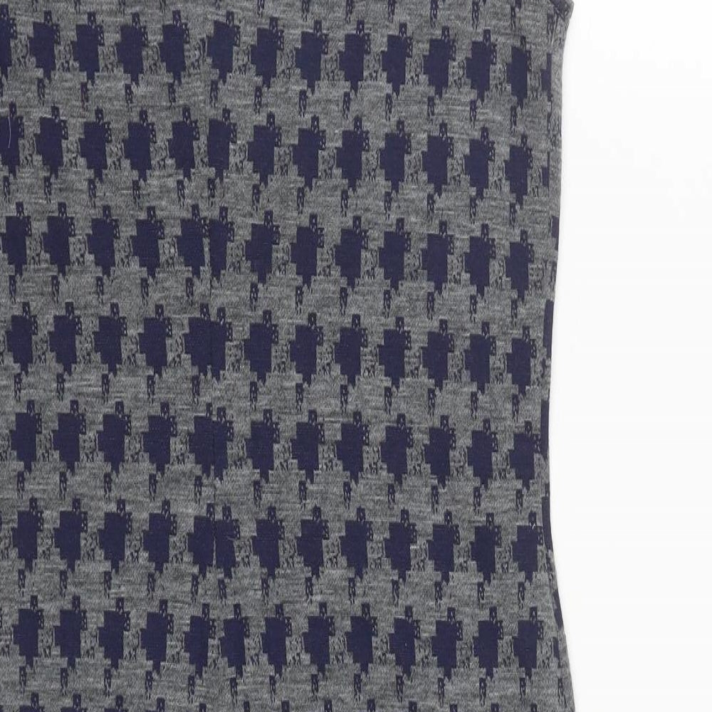 Linea Womens Gold Houndstooth Viscose A-Line  Size 12  Round Neck Zip