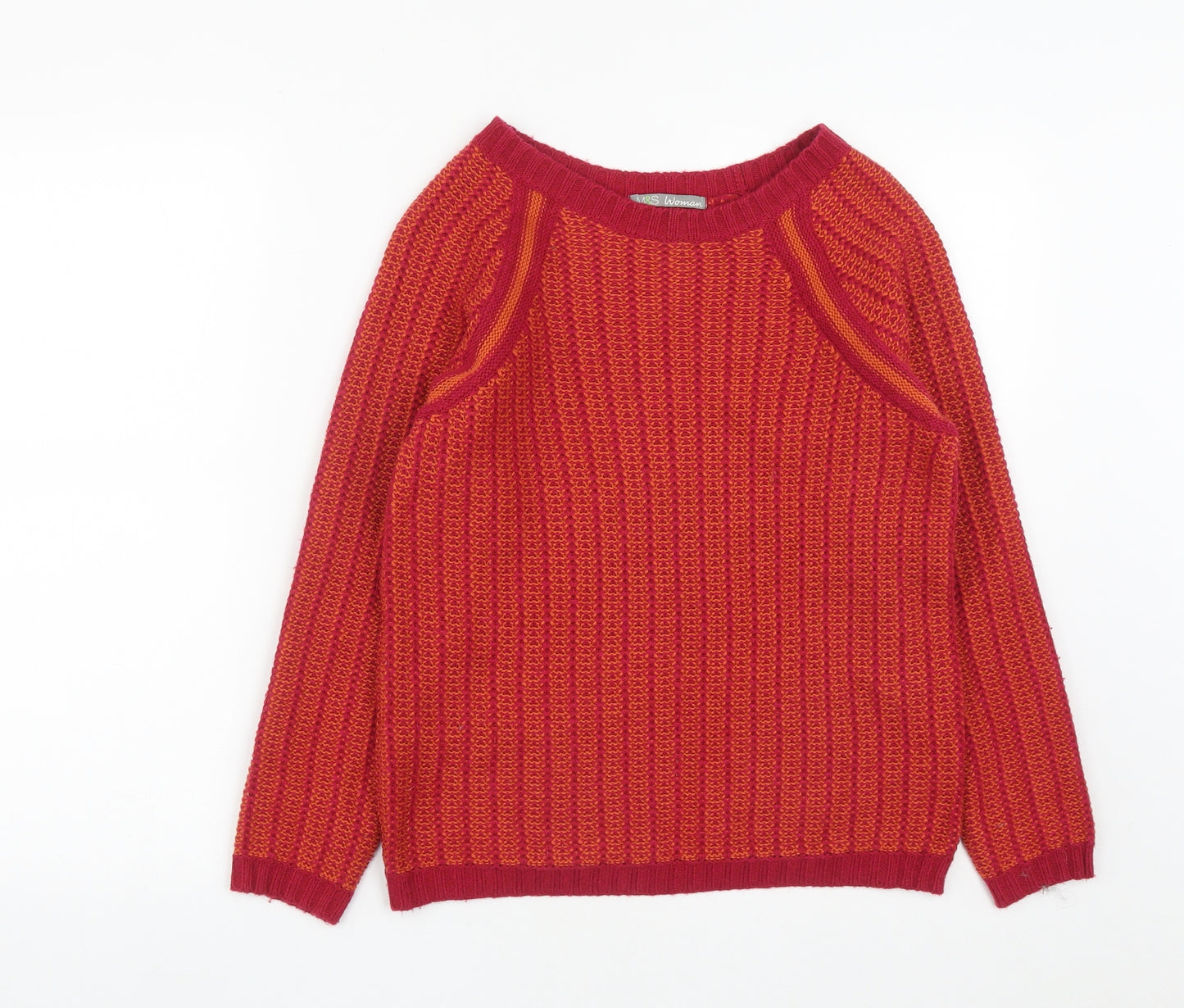 Marks and Spencer Womens Pink Round Neck  Acrylic Pullover Jumper Size 10