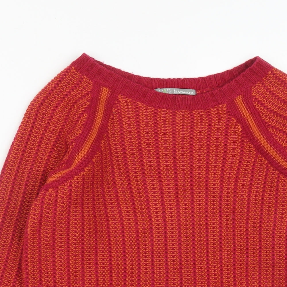 Marks and Spencer Womens Pink Round Neck  Acrylic Pullover Jumper Size 10