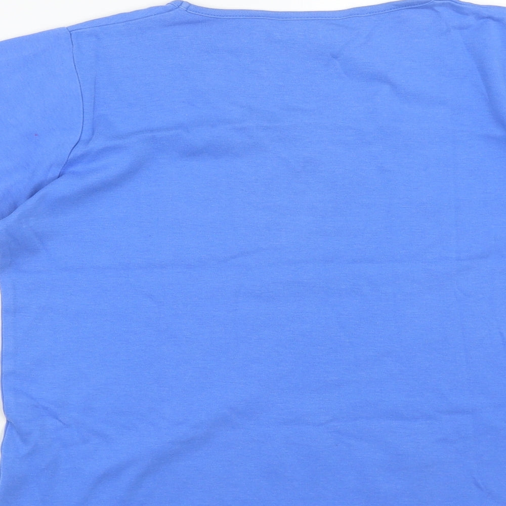 EMW Womens Blue  Cotton Basic T-Shirt Size M Round Neck