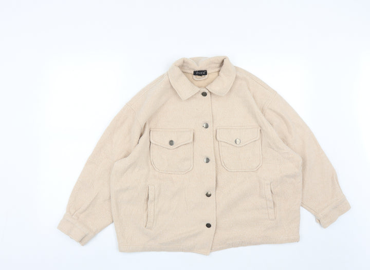 vivchi Womens Beige Jacket Size S Button