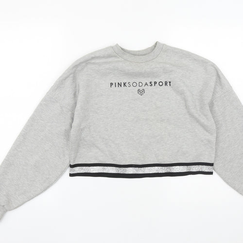 Pink Soda Womens Grey  Polyester Pullover Sweatshirt Size 6