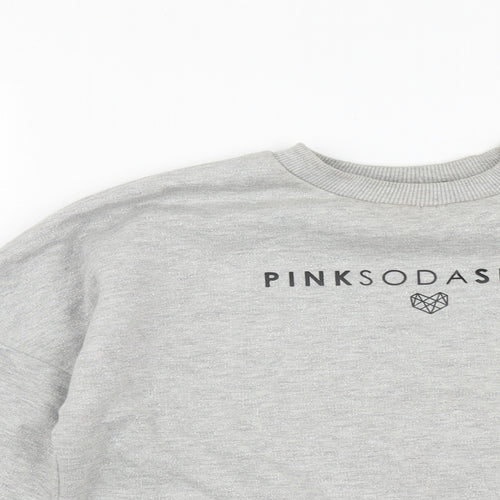 Pink Soda Womens Grey  Polyester Pullover Sweatshirt Size 6
