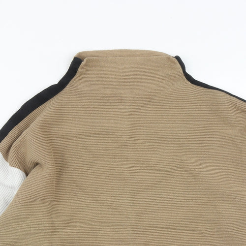 M&Co Womens Brown High Neck  Cotton Pullover Jumper Size 12